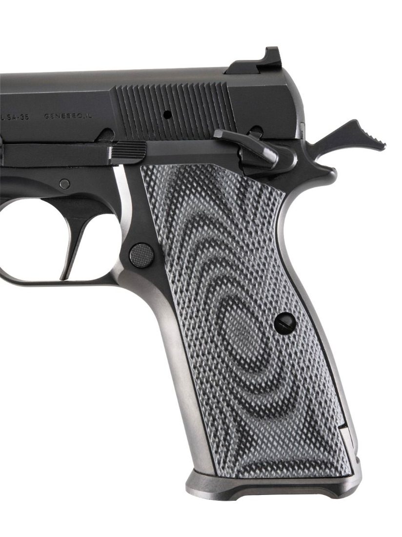 Magwell Cut Grips by LOK Grips for Springfield SA-35 Equipped with an Apex Low-Profile Magwell