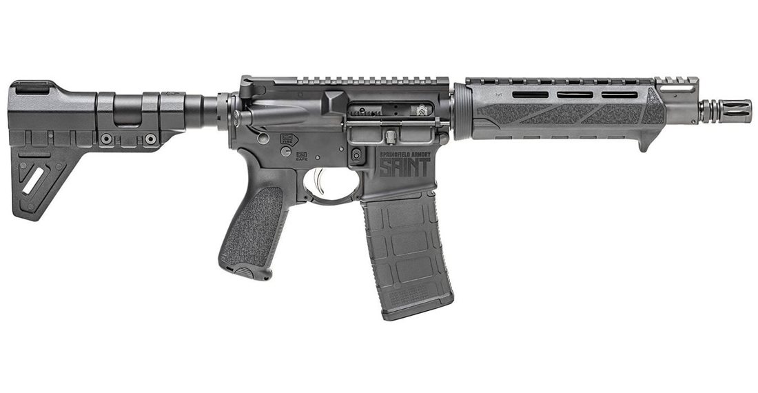 Springfield Saint 5.56mm AR15 Pistol with 9.6 inch Barrel, M-LOK Rail and Blade Stock